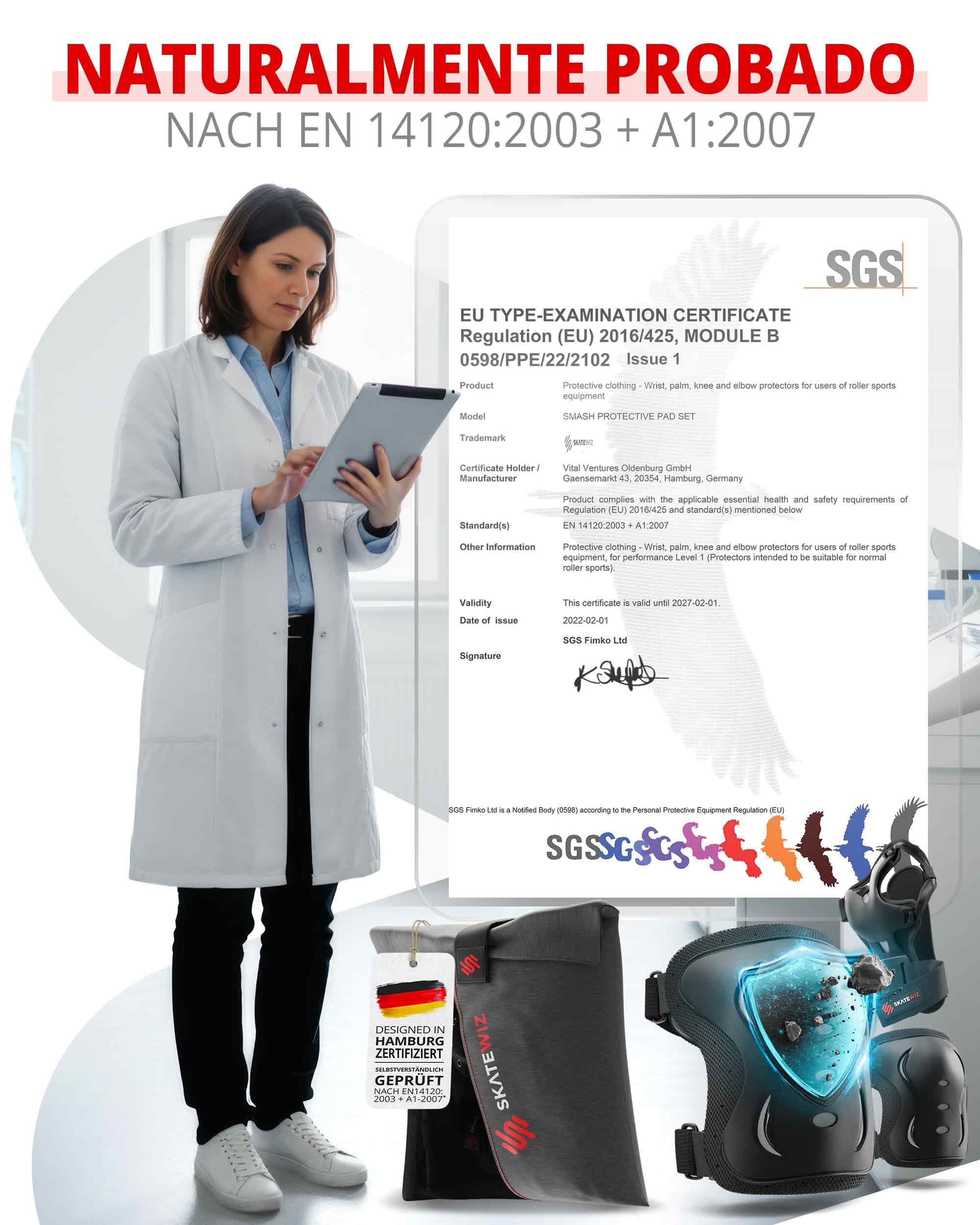 SKATEWIZ Protecciones Patines Set - Para Niño, Niña, Adolescentes y Adultos [6 piezas] con Rodilleras y Coderas Muñequeras - Protecciones Patines Niño - 5