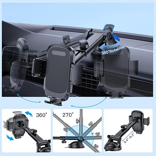 Miniatura 3 de Soporte de teléfono para automóvil, actualización 2025, ventosa fuerte, soportes de teléfono con rotación de 360 para el salpicaderoparabrisas de tu