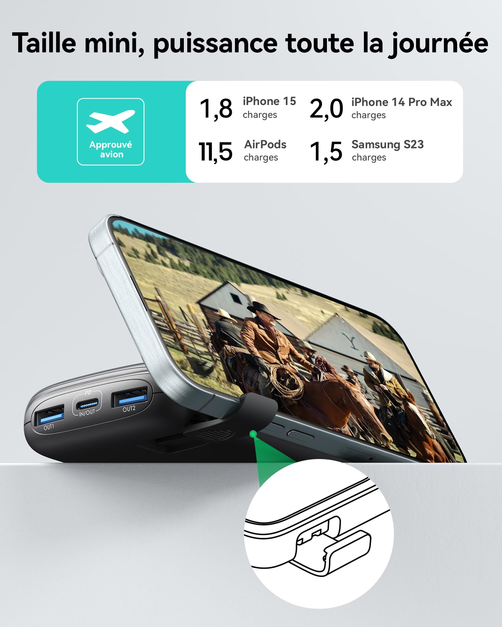 INIU Batterie Externe, Mini 10000mAh 22.5 W Power Bank Charge Rapide Chargeur Portable, USB C Out & Input Powerbank avec Support pour iPhone 17 16 15 14 13 Pro Max Plus Samsung S23 S22 AirPods iPad
