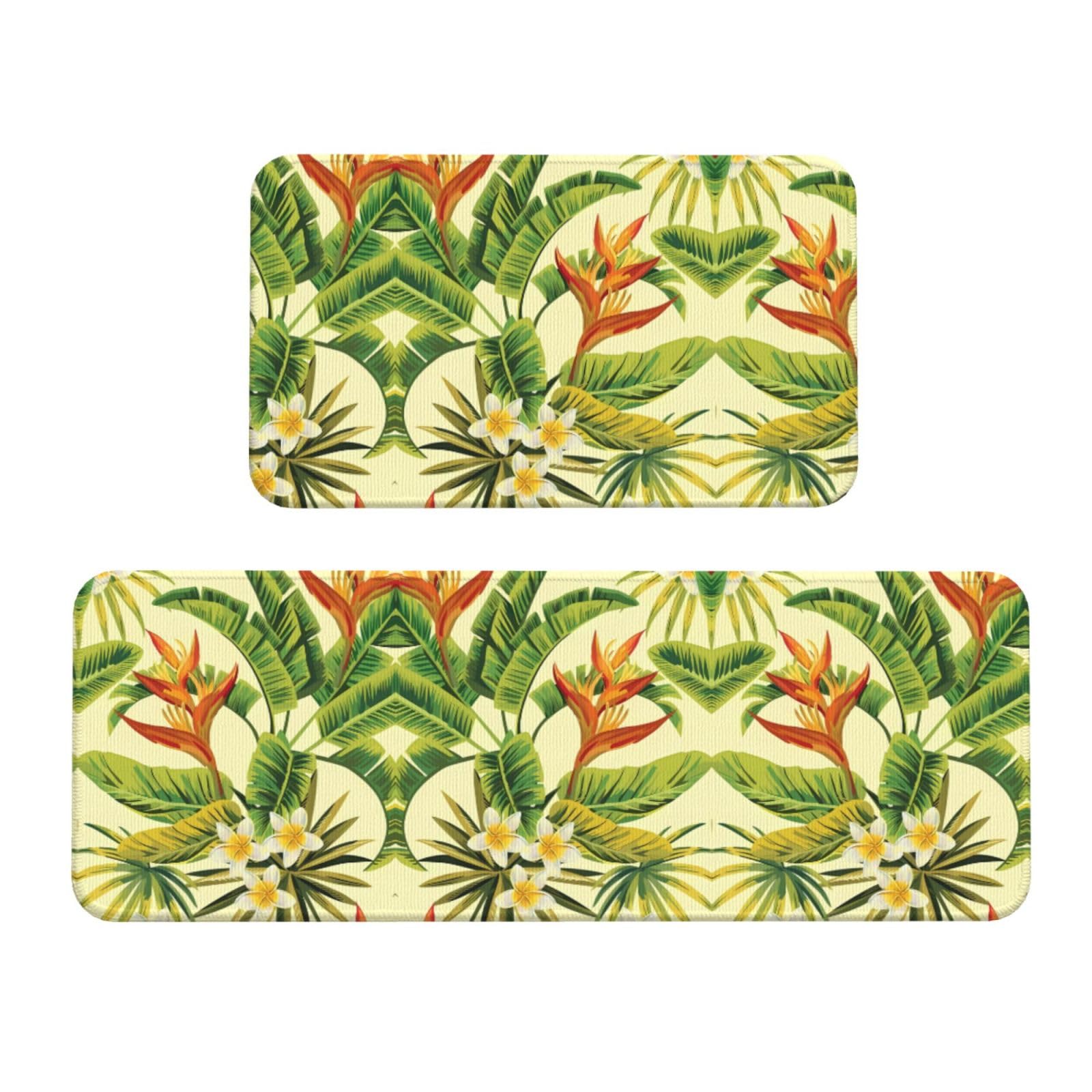 Alfombrillas de Cocina Florales, Antideslizantes para Fregadero y Entrada, 2 Pzs