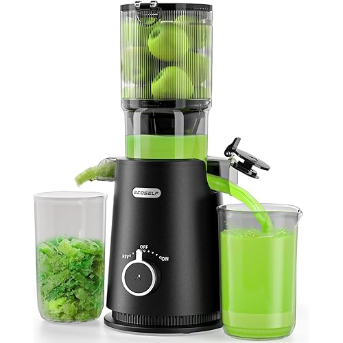 Juicer Machines - Wide Mouth Feed Chute with Self Feeding Hands-Free Design - Cold Press Juicer for Vegetables and Fruits - Juice Extractor Machine High Juice Yield - Easy to Clean & Assemble