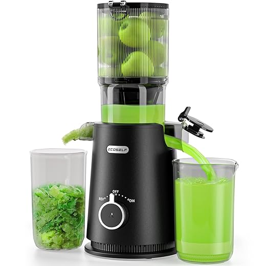Juicer Machines - Wide Mouth Feed Chute with Self Feeding Hands-Free Design - Cold Press Juicer for Vegetables and Fruits - Juice Extractor Machine High Juice Yield - Easy to Clean & Assemble