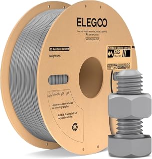 ELEGOO ABS Filament 1.75mm Gray 1KG, Heat Resistant 3D Printer Filament High Toughness & Impact Resistance, 1kg spooll(2.2lbs) Fits for Most FDM Printer