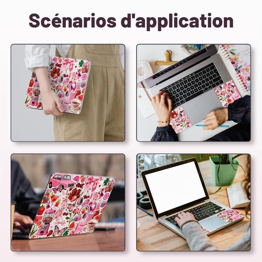 Autocollant pour Ordinateur Portable en Vinyle PVC avec Citation Protection Imperméable et Résistante aux Rayures Rose Collage.