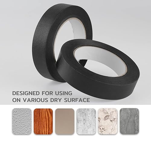 Miniatura 5 de Lichamp Paquete de 2 cintas de pintor negras de 1 pulgada, cinta adhesiva negra de 1 pulgada x 55 yardas x 2 rollos (110 yardas en total)