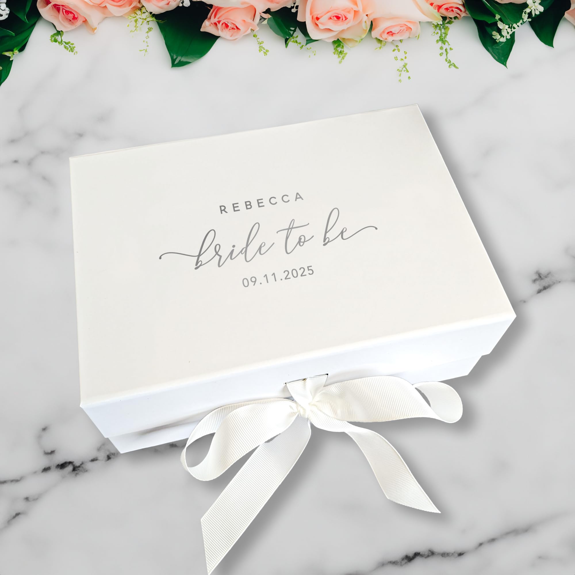 Craftwalla® Bride-to-Be Gift Box – Personalised Wedding Keepsake Hamper with Foil | Perfect Engagement Gift, Bridal Shower Present & Hen Party Surprise (Silver, A5 Deep)