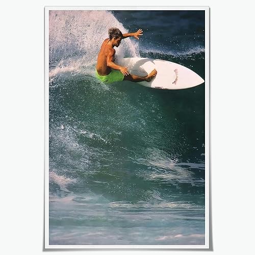 Póster de surf oceánico azul de los años 90, arte de pared de verano y playa, surfista costero, hombres, deportes extremos de agua, impresiones en