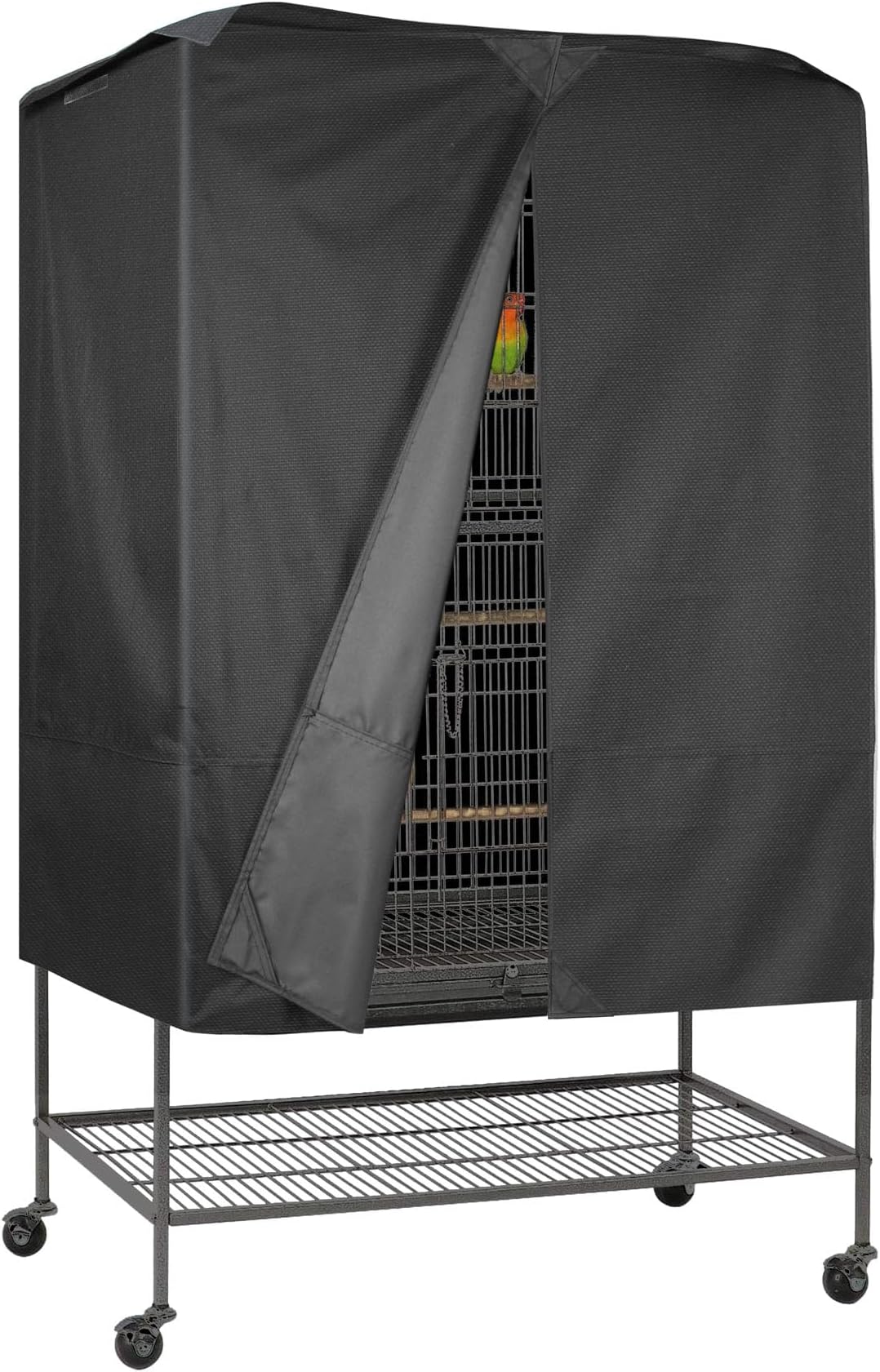 Explore Land Pet Cage Cover with Removable Top Panel - Good Night Cover for Bird Critter Cat Cage to Small Animal Privacy & Comfort 0(Medium, Black)