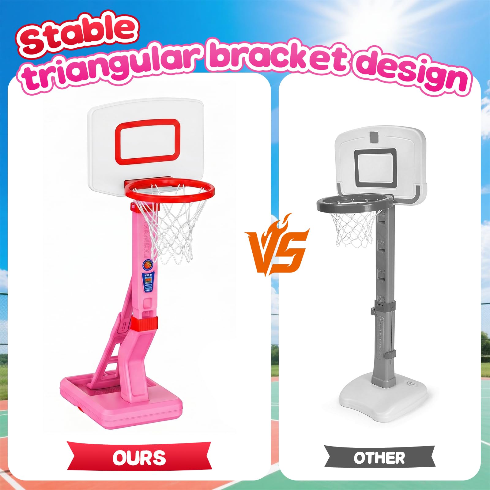 Canestro Basket Bambini, Altezza Regolabile 70-138 CM Con Supporto Mini Canestro Basket Da Camera Per Giochi Per Bambini Dai 3 Agli 8 Anni