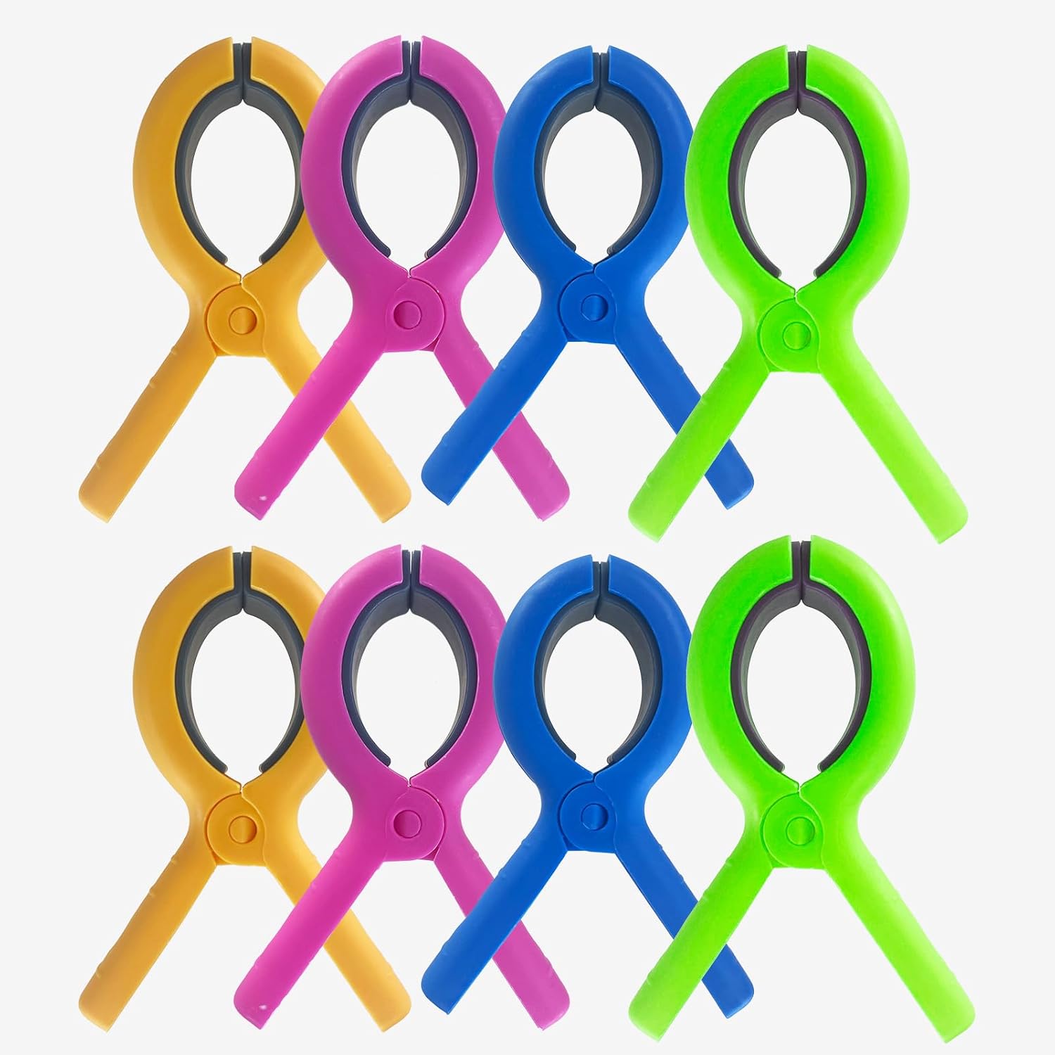 8 Pack Large Beach Towel Clips, 5.1 Inch Heavy Duty Towel Holder Clips for Beach Chairs, Non-Slip Pool Chair Clips for Laundry Towel, Clothes, Secure Blankets, Robes, Wet Swimsuits (Large)