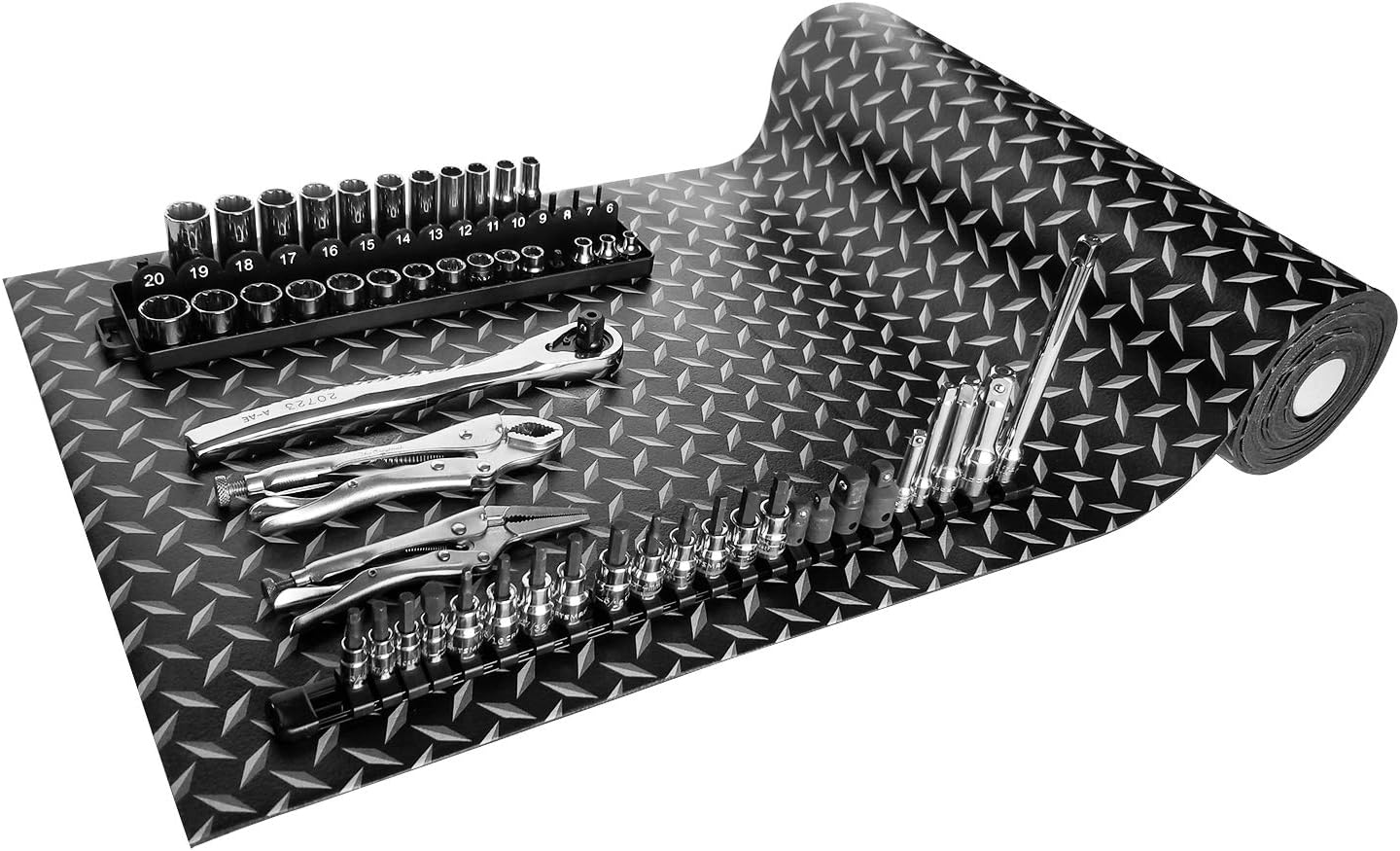 Mod-Liners Printed Tool Box Liner | 18 Inches Wide x 18 Feet Long | by Mod-Box (Diamond Plate)