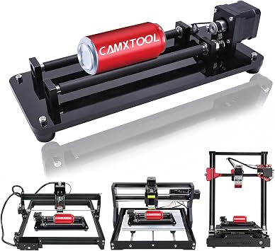 Laser Rotary Roller, Laser Engraving Machine Y Axis Rotary Roller Engraving Module for Cylindrical Objects, Compatible with Most Kinds of CNC Laser Cutter and Engraving Machine, 3D Printer Accessories