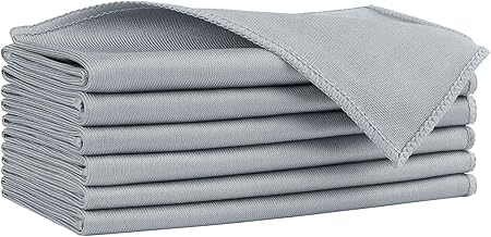 HOMEXCEL Microfiber Cloth, 6 Pieces, Car Windows, Glass, Mirror Cleaning Cloth, No Fiber, For Smartphone Screens, Wood, etc., Approx. 16.0 x 14.0 inches (40.6 x 35.5 cm) (Silver)