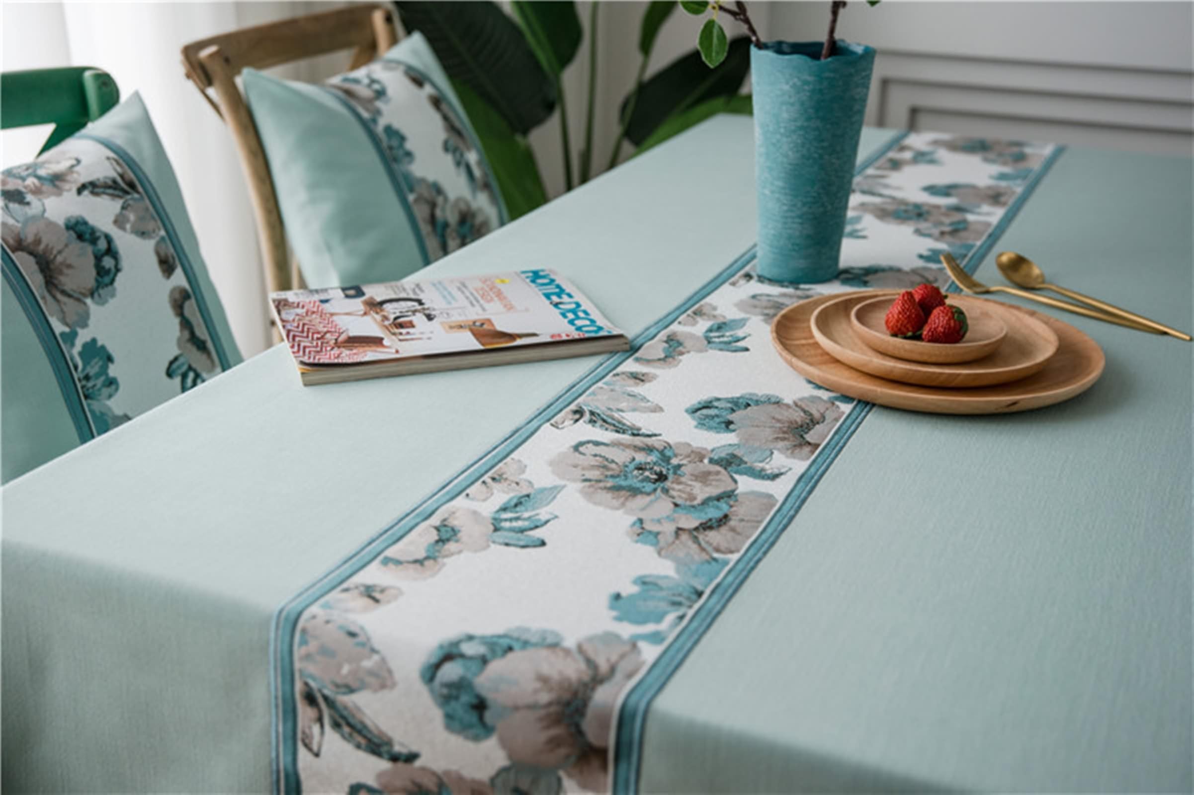 Tischtuch 120x180CM, Tischdecken Outdoor Eckig Modern Jacquard Blumen Motiv Tafeldecken Tischdecke Abwaschbar für Draußen Wetterfest Grün