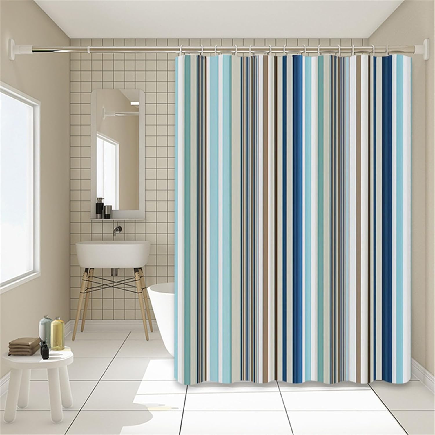 Scceatti Boho Shower Curtain Aesthetic Bath Curtain with