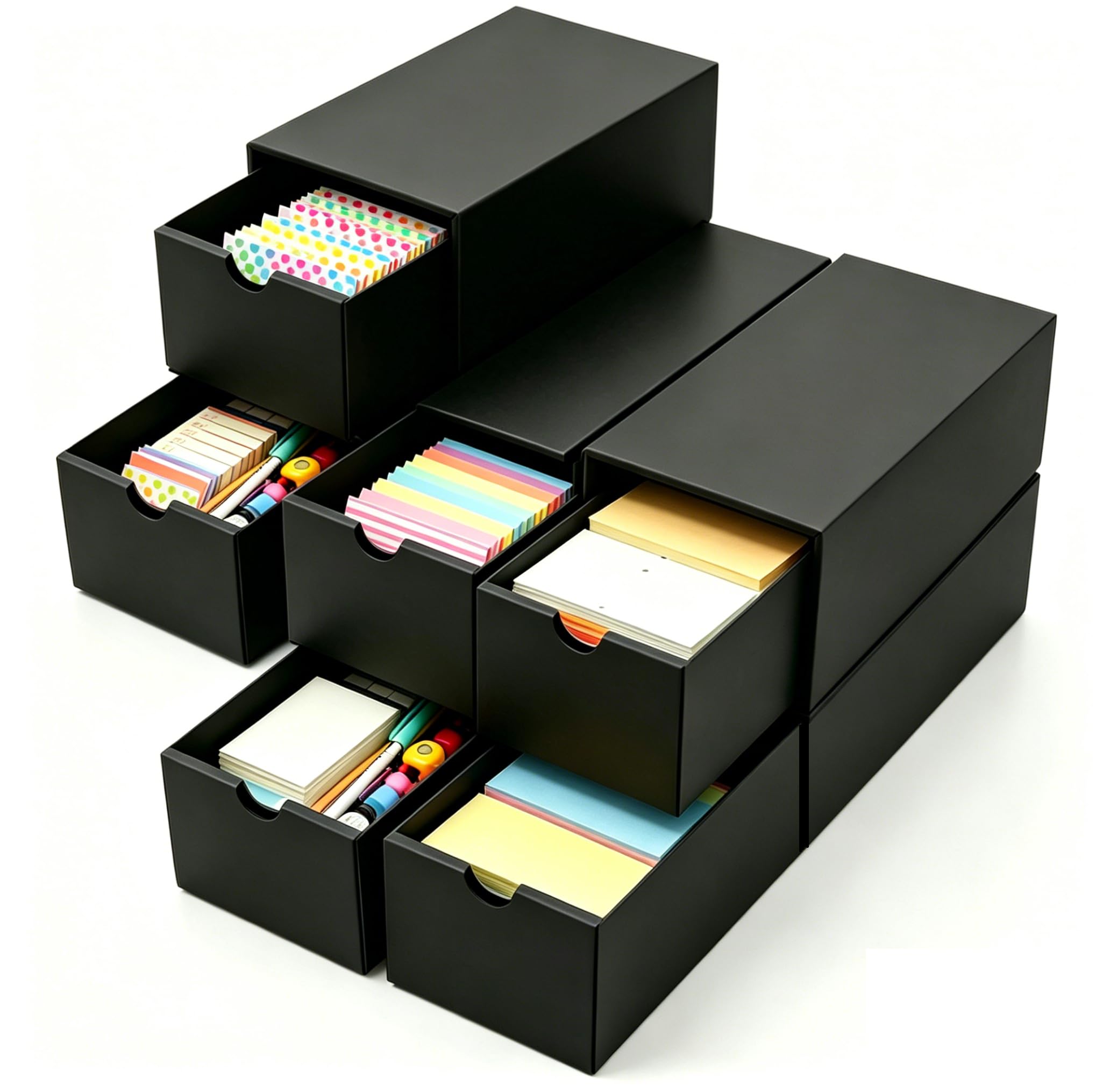 Boîte à Fiches A8, Boîte de Rangement pour Cartes 21.4 x 8 x 6.7 cm, Noir