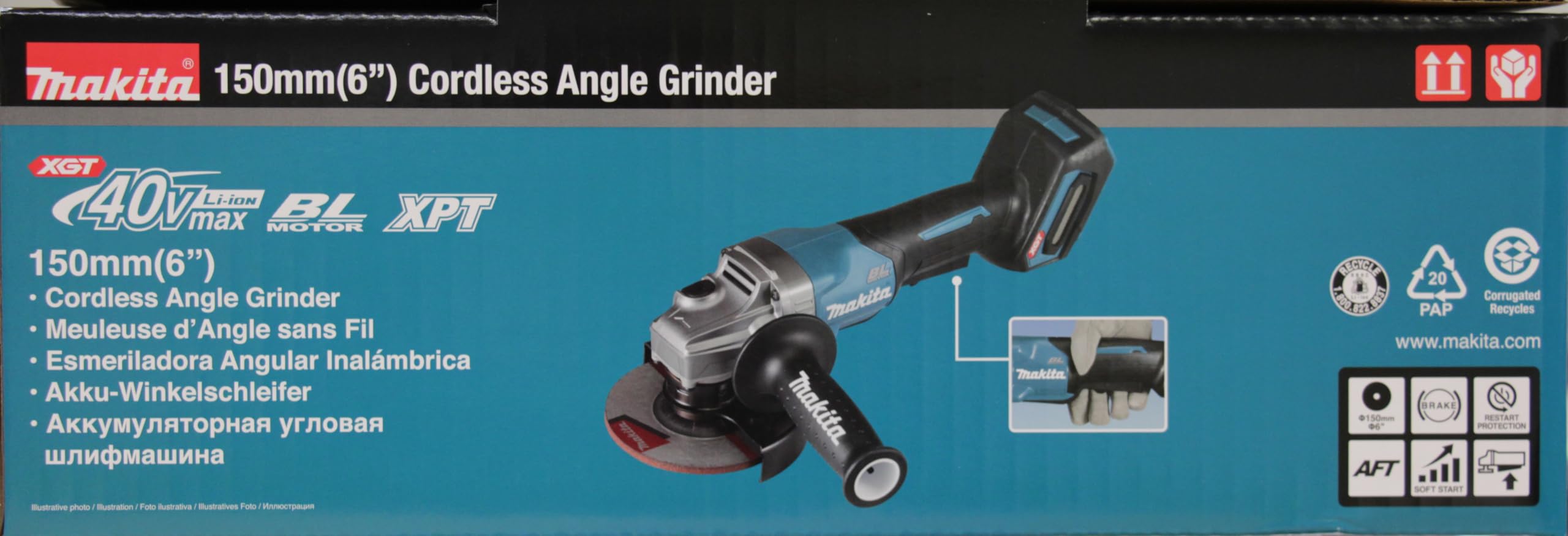 Miniamoladora BL 40Vmax XGT 150mm Palanca AFT marca Makita