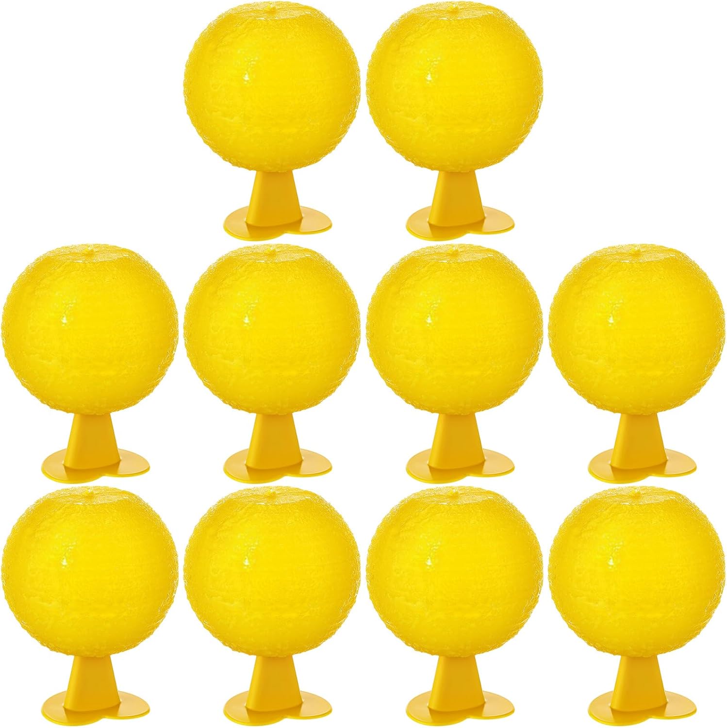 Qualirey 10 Set Fruit Fly Sticky Trap Balls Fungus Gnat Killer Bug Catcher Gnat Trap Insect Traps Indoor Outdoor Plant Fly Sticky Traps Ball for Fungus Plants(Yellow)