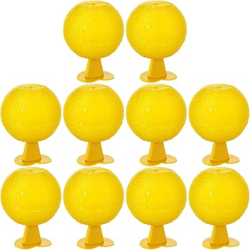 Qualirey 10 Set Fruit Fly Sticky Trap Balls Fungus Gnat Killer, Yellow