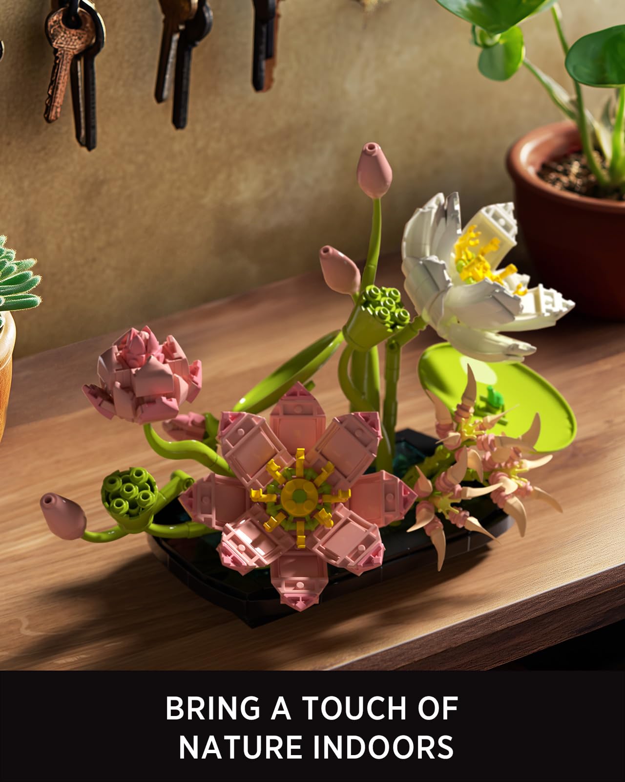 Nifeliz Lotus Flower Building Set for Adults, Botanical Decoration