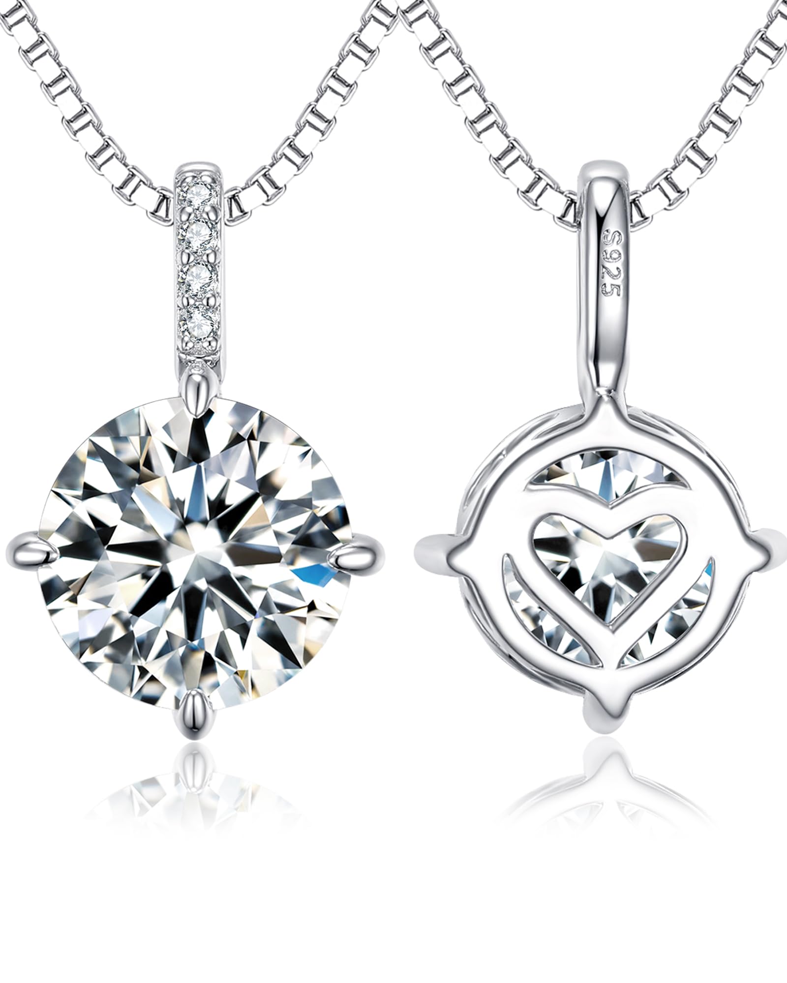 UnicoRing Moissanite Necklaces for Women, Lab Created Moissanite Pendant Necklaces S925 Sterling Silver Jewelry Gift for Wife Mom Daughter on