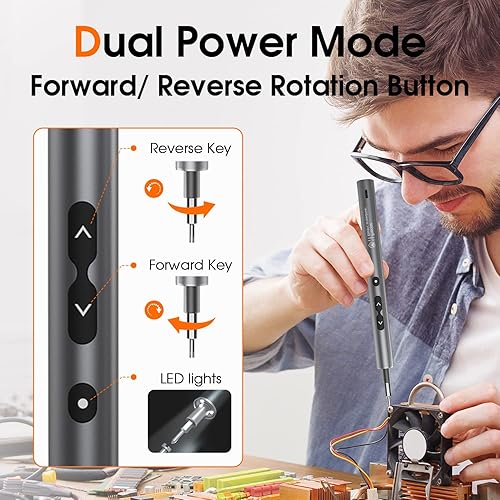 Miniatura 2 de UF-TOOLS Mini destornillador eléctrico, 51 en 1, inalámbrico, recargable, juego de destornilladores de potencia pequeña con 48 brocas, luz LED,