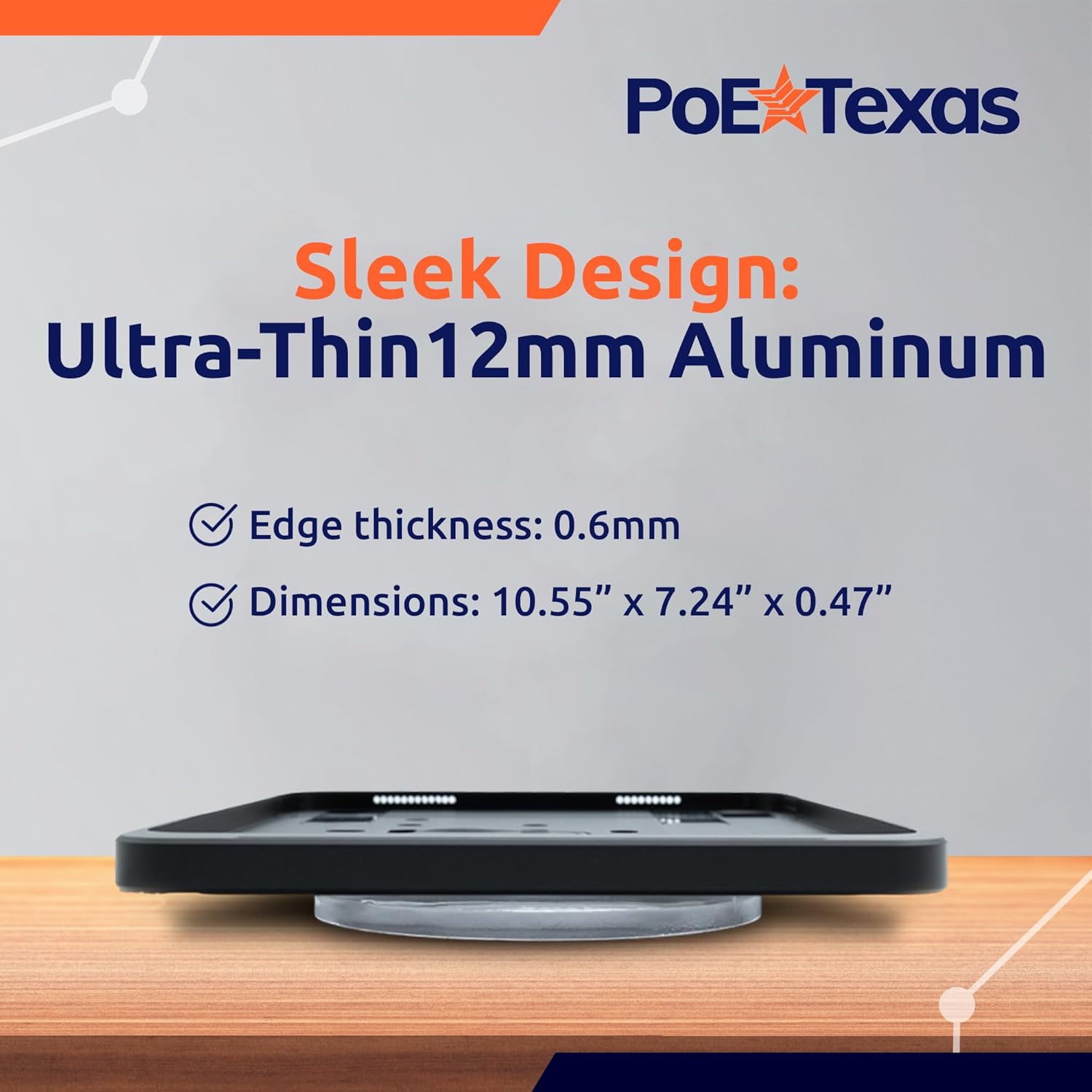 PoE Texas 10th Gen iPad Wall Mount with LED Status Indicator Black Aluminum Office Conference Room Display Tablet Surface Mount Dock, Dash App - Bundled with AF-USBC-JB PoE Adapter