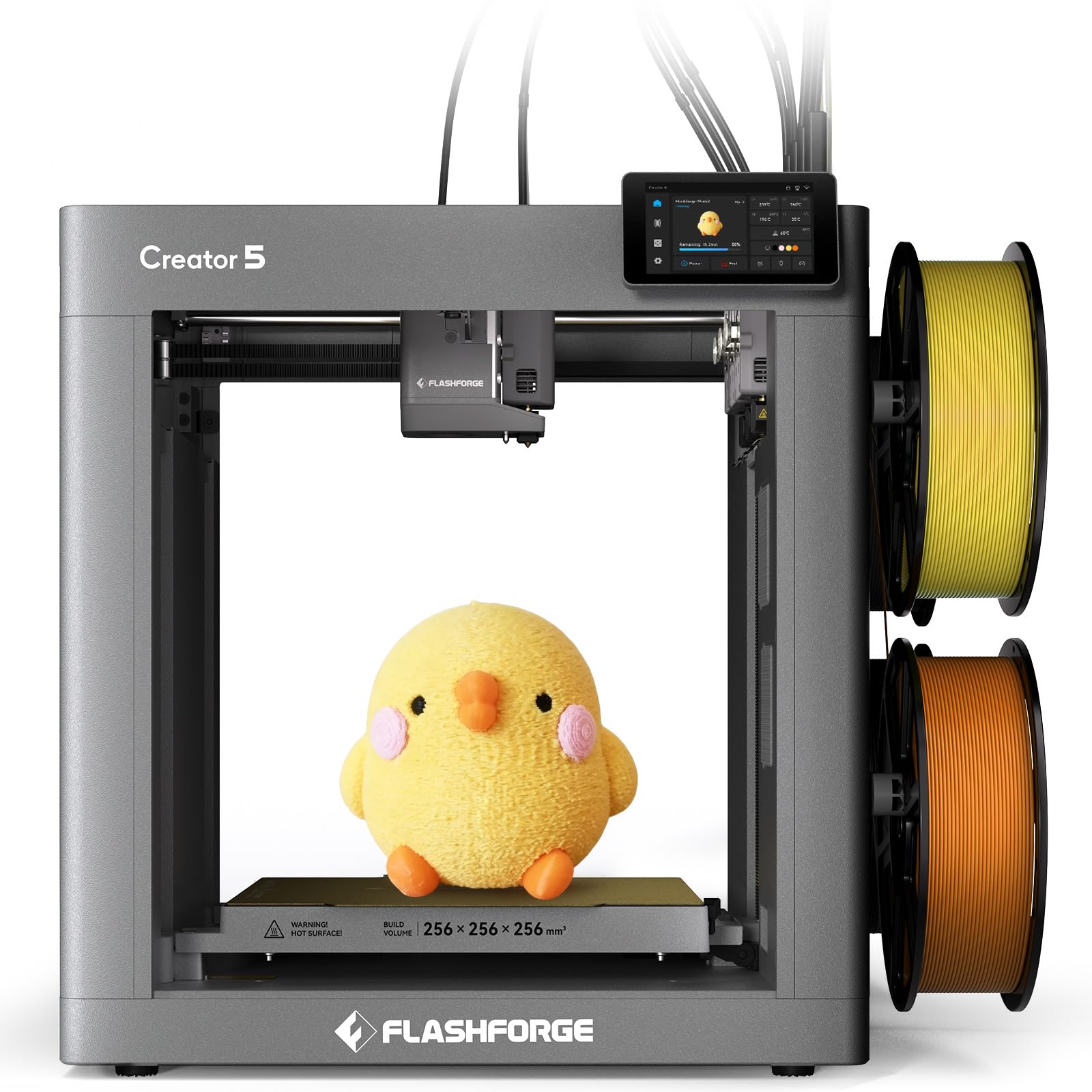 Flashforge Creator 5 Mehrfarben-3D-Drucker mit 4 unabhängigen Druckköpfen, Multi-Material-3D-Drucker mit vollautomatischer Kalibrierung und Nivellierung, maximale Geschwindigkeit: 600 mm/s
