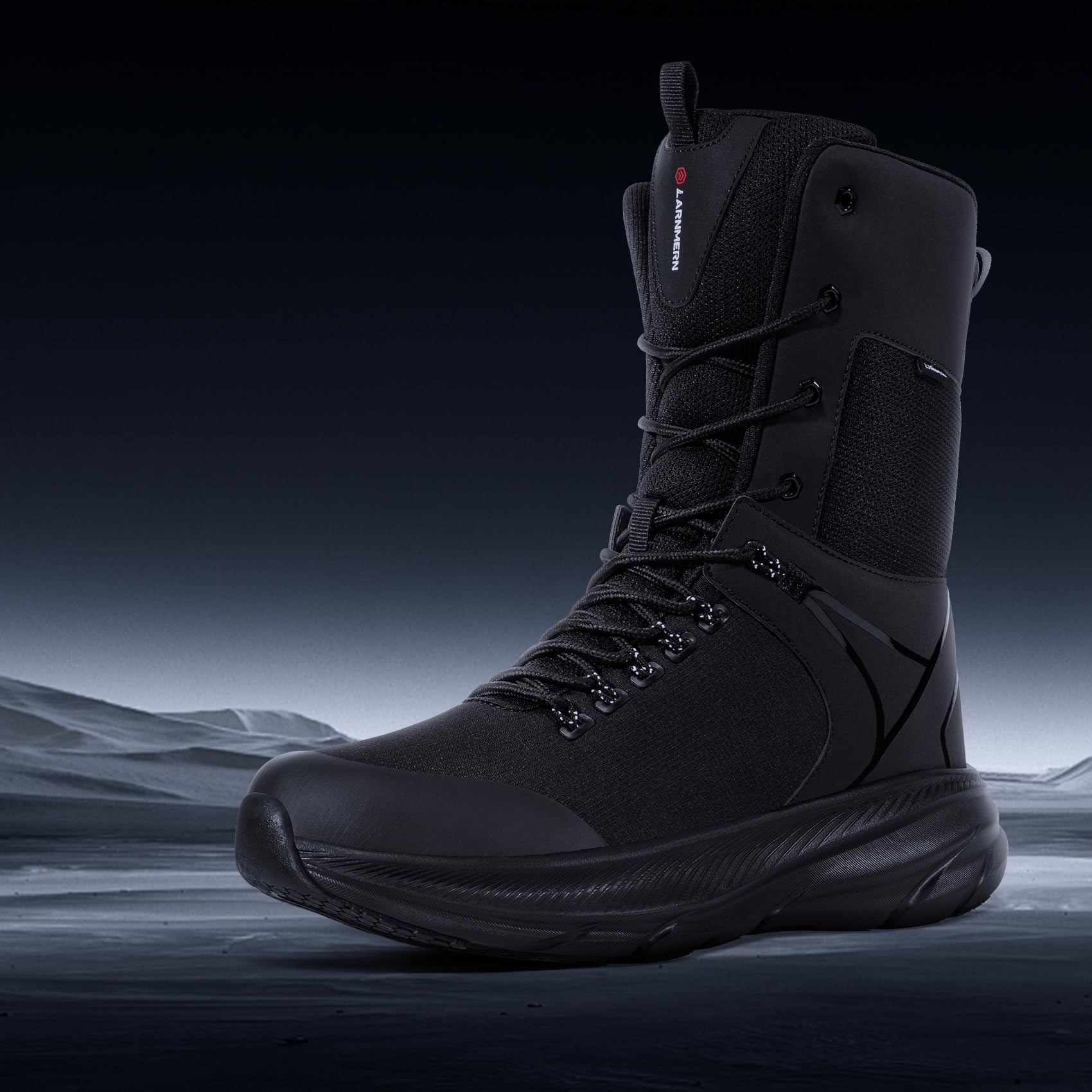 LARNMERN Botas de Trabajo Tácticas para Hombre Botas de Combate con Cordones para Hombre Botas de Locomotora (6-8 pulgadas)