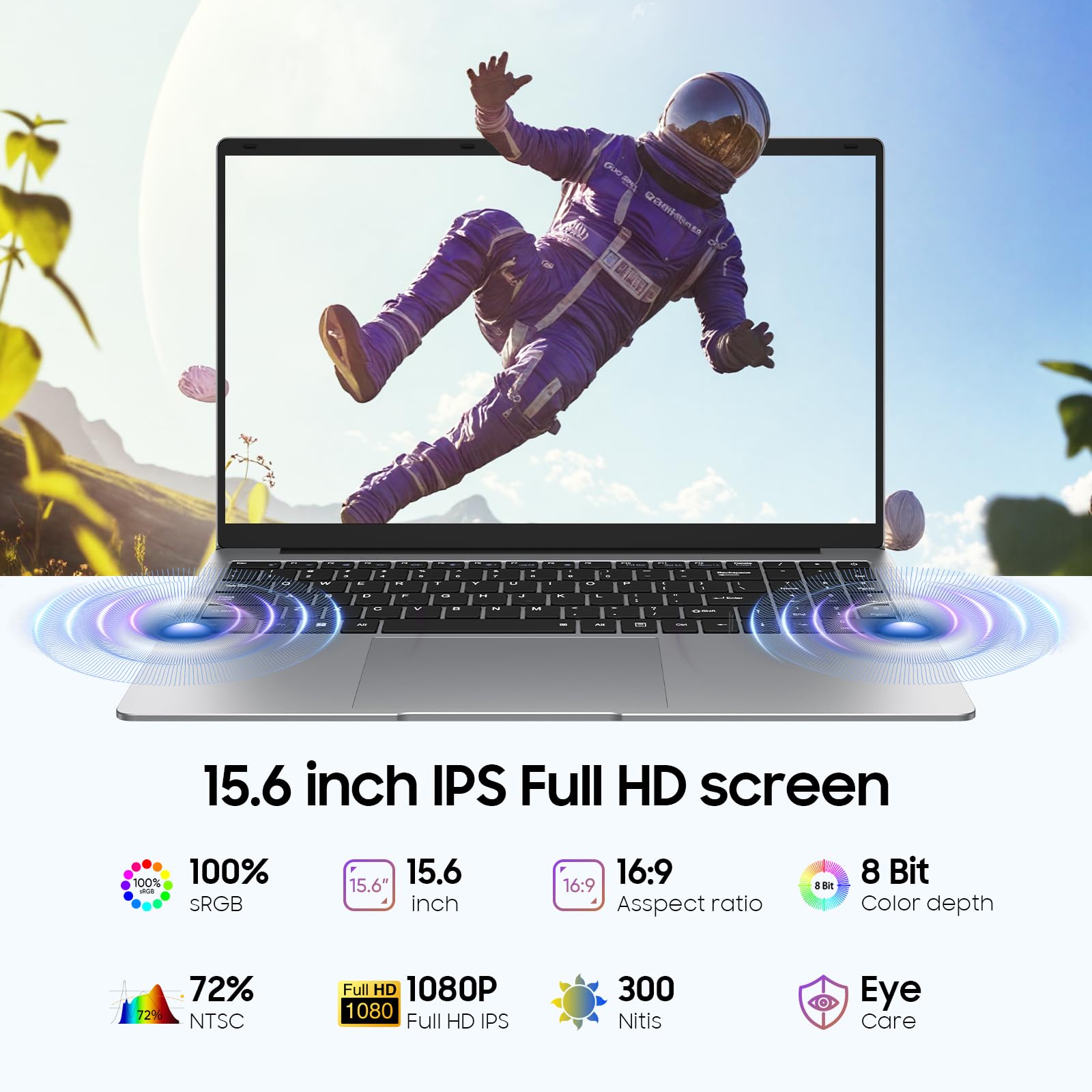 EYY 15.6" Laptop Computer, Laptops with 8GB RAM 256GB SSD, 100% sRGB Screen, Celeron N4000 Processor(up to 2.6GHz) Notebook, Dual Band WiFi丨BT 4.2丨HDMI丨Long Battery Life