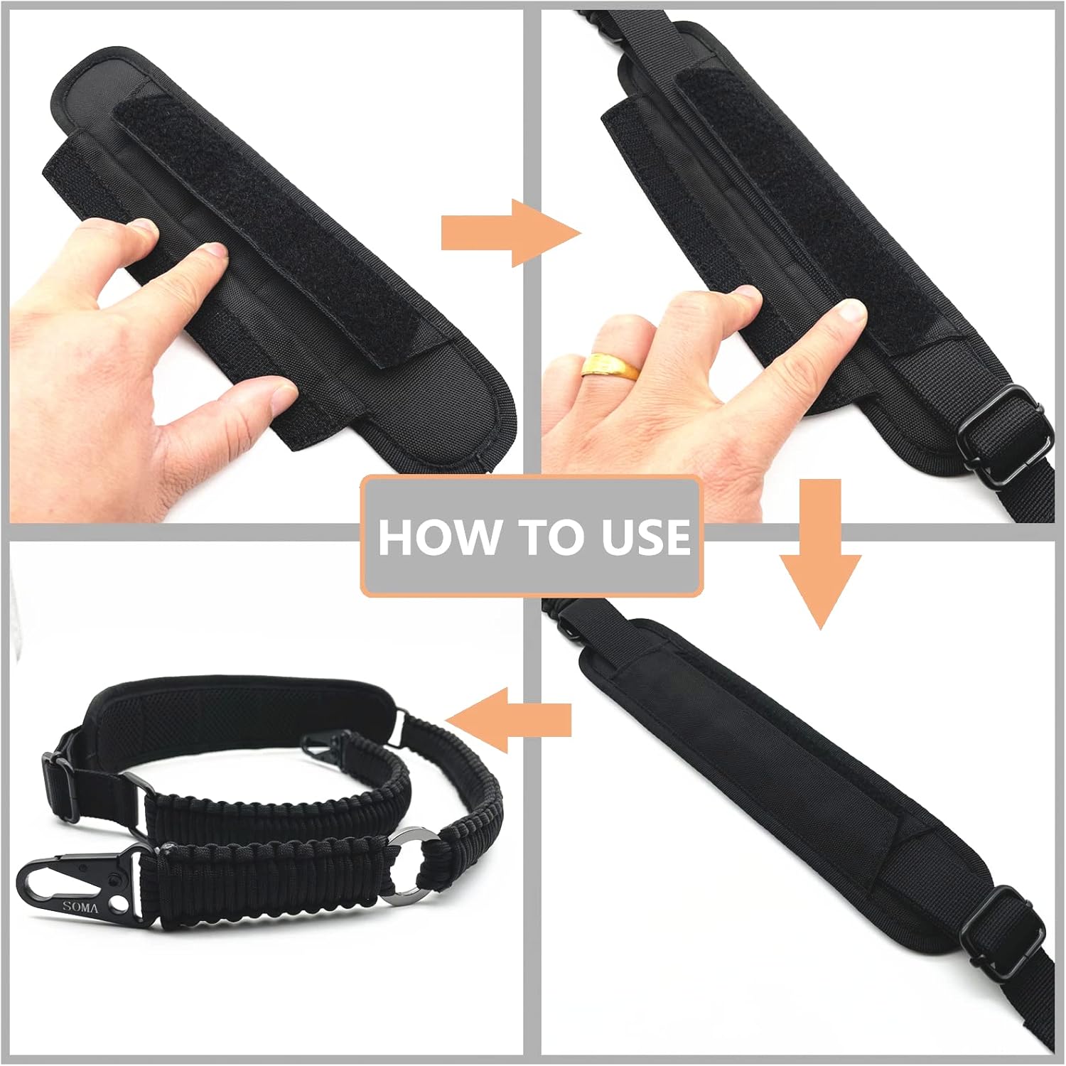 SOMA Rifle Sling with Shoulder Pad and QD Sling Mount, 550 Paracord Gun Sling, QD Rifle Sling Black : Sports & Outdoors