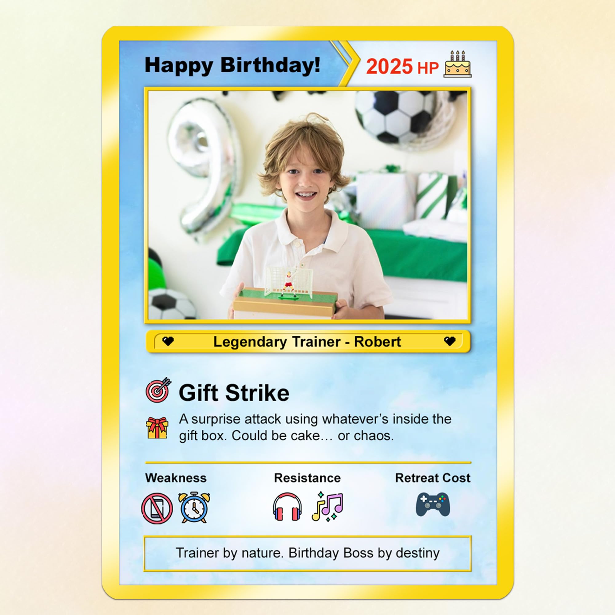Custom Poke Card with Your Photo | Personalized Poke Cards for Date of Birth | Customizable Game-Inspired Gifts | Pocket Monster Style Birthday