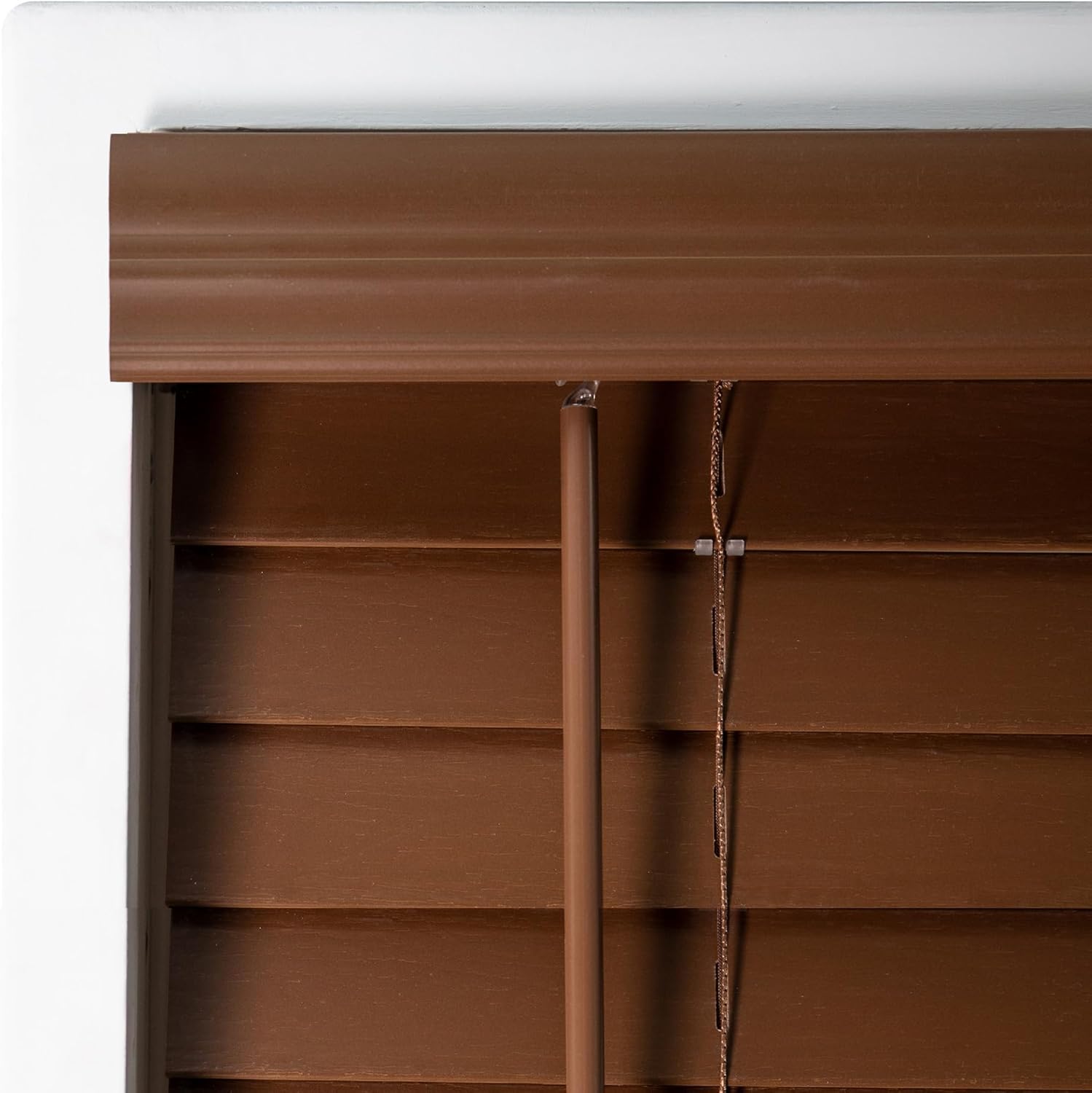 DEZ FURNISHINGS Cordless 2" Signature Faux Wood Blind, 72.5" W x 60" H, Bark Brown