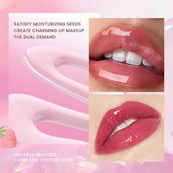 Moisturizing Lip Glow Oil Nourishing Lip Balm, 4PCS Fruit Flavoured Plumping Lip Oil No-Sticky Transparent Toot Lip Gloss for Lip Care and Dry Lips