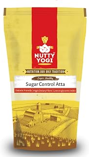 NUTTY YOGI Sugar Control Diabetic Atta 800gm | Goodness Of Fenugreek & Flax seeds | Rich In Protein | High In Protein & Fibre | Soft Fluffy Rotis | Chakki Ground Multigrain Flour | Low GI | Wholegrain Flour | 100% Natural Ingredients