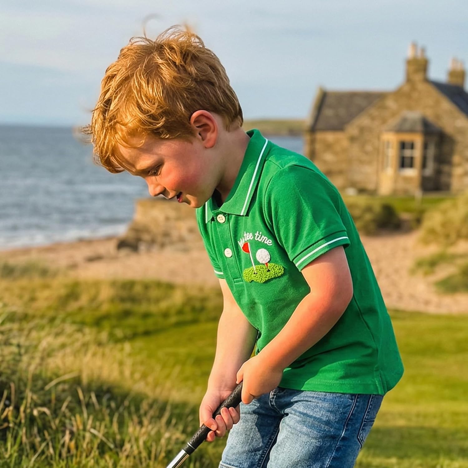 Kids Toddler Baby Boy Golf Outfit Born to Birdie Button Down Collared Short Sleeve Polo Shirt Tops Summer Clothes