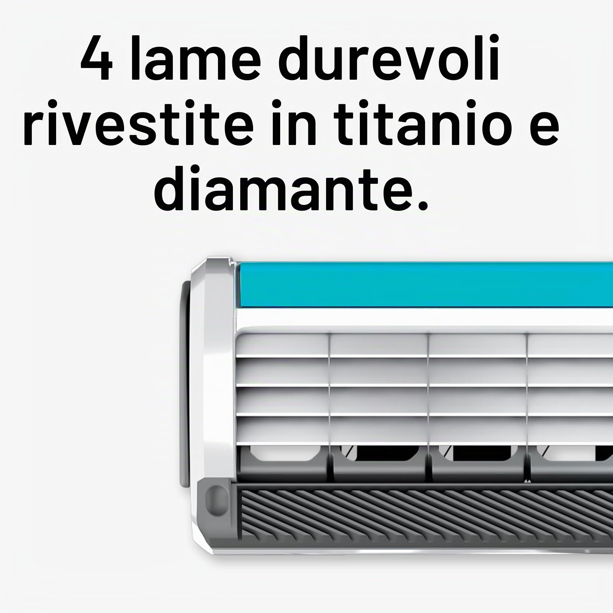 Schick Quattro - Rasoio in titanio, 1 manico e 4 cartucce, rasoi da uomo, 4 lame da barba, lame da uomo, 1 manico con 4 ricariche di lamette