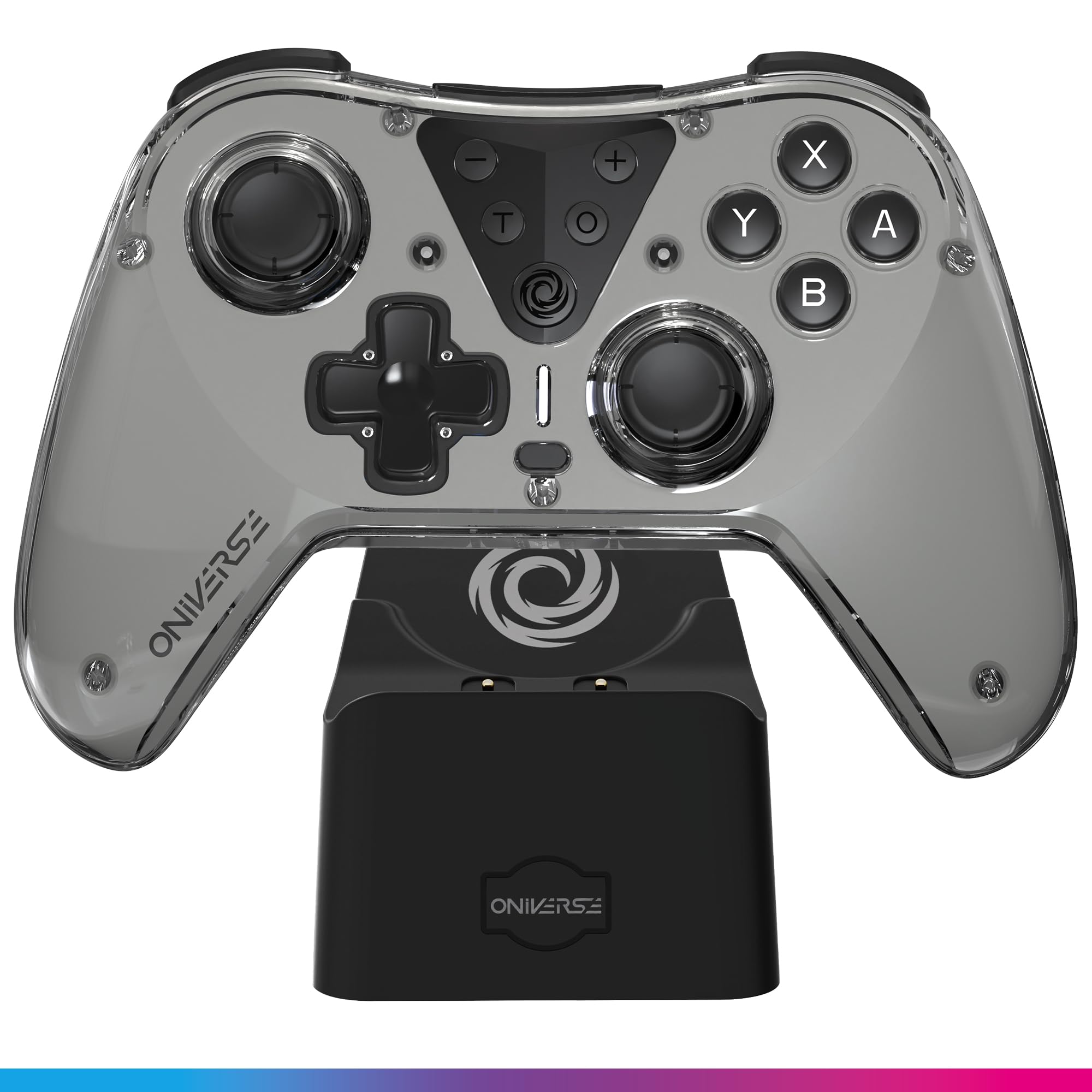 Oniverse Mando inalámbrico compatible con Switch OLED Lite PC ANDROID iOS, Base de carga, Vibraciones ajustables, Botones macro, Modo Turbo, Wake-Up, Giroscopio de 6 ejes, Astralite (Nysa Grey/Gris)