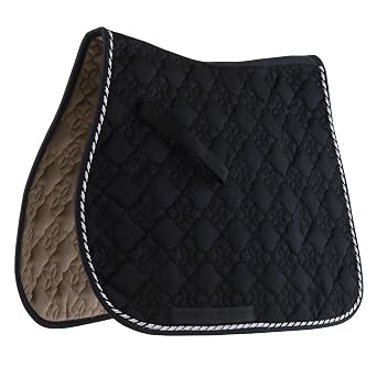 Roma Ecole Flower Diamond Quilt All Purpose Saddle Pad, Black/Silver, Full
