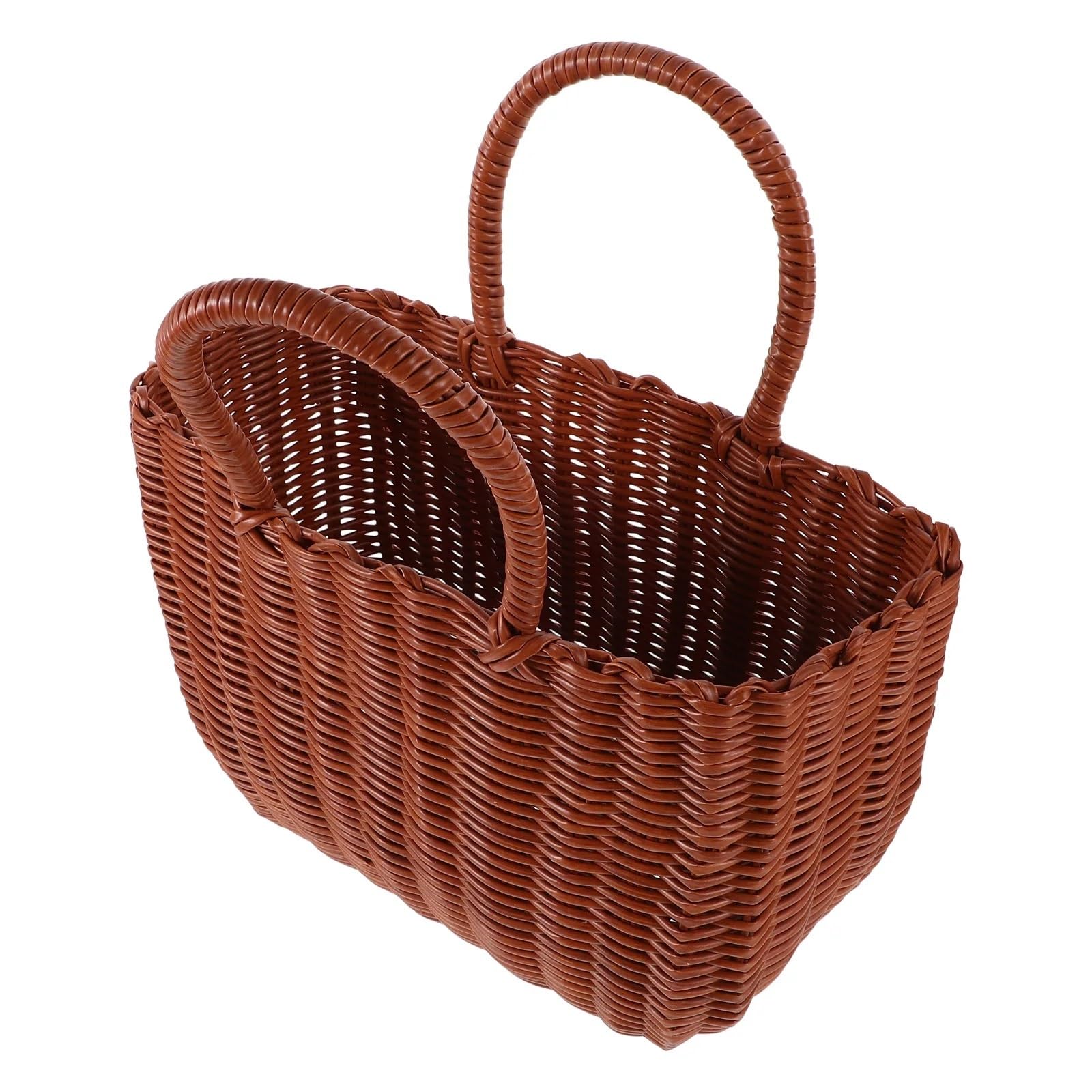 Picnic Basket For Beach Wicker Woven Bag Plastic Handwoven Fruit Baskets