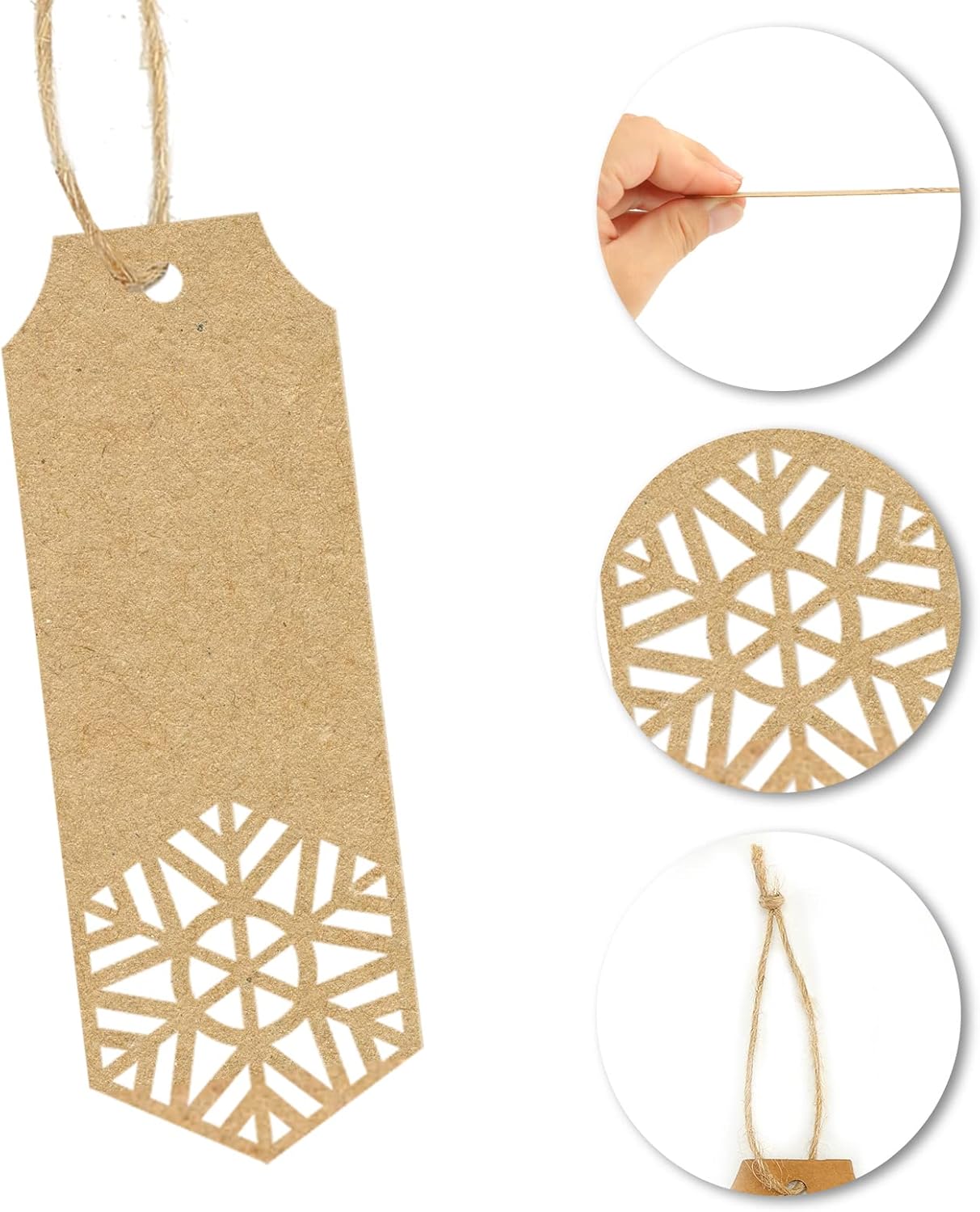 Sallyfashion 100pcs Brown Kraft Paper Christmas Gift Tags, 5 Styles Kraft Paper Labels with Free 100 Root Jute Twine for Christmas Holiday Gifts Wedding Favors Art Craft : Health & Household