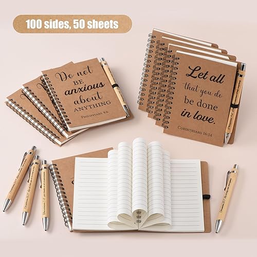 Miniatura 4 de 40 Pcs20 Set Christian Gifts Spiral Notebooks Bulk Journals with Christian Pens Prayer Journal Christian Journal for Women and Men, Perfect Home