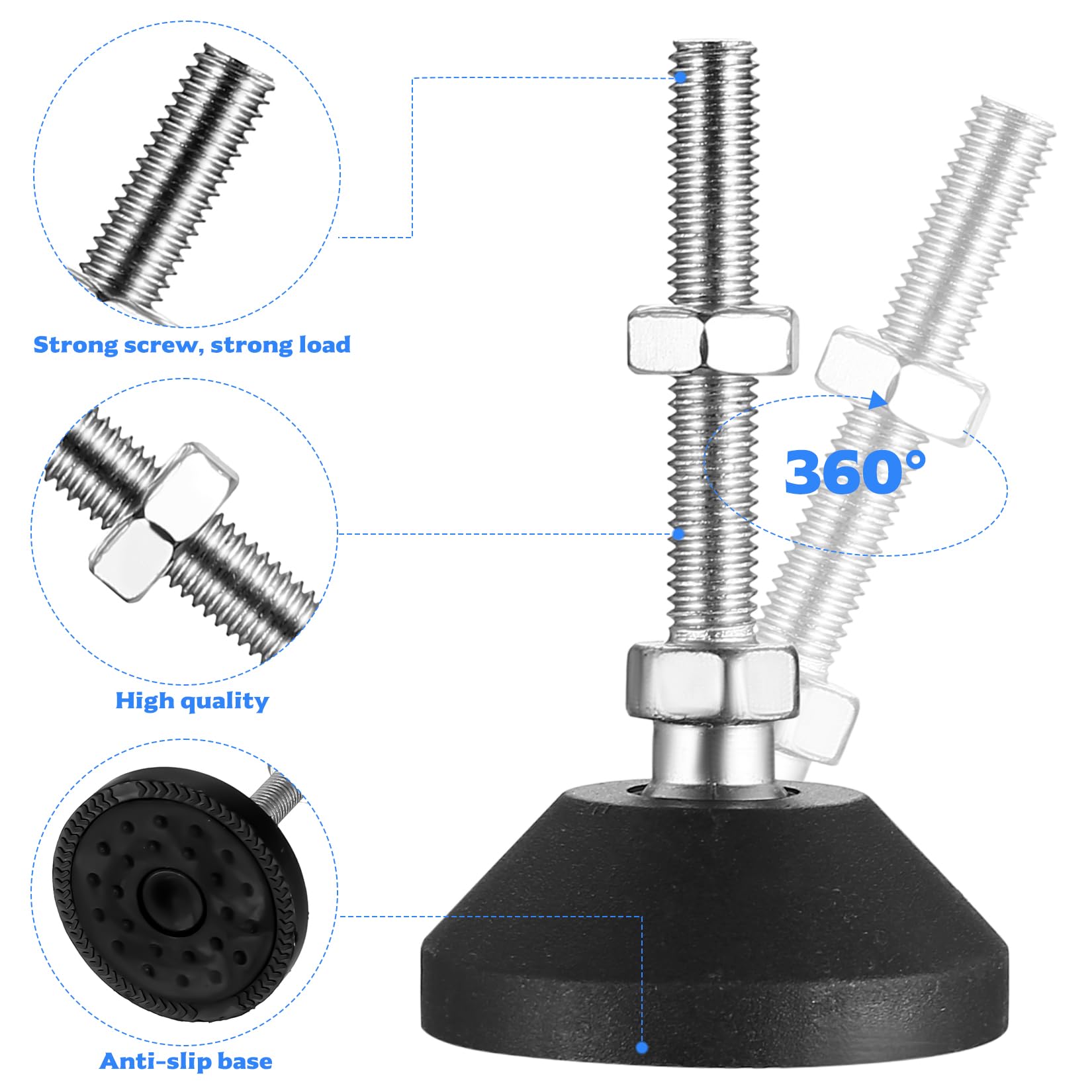 McBlast 8 Pcs M8 Adjustable Feet Levelling Feet, Adjustable Furniture Feets Furniture Legs - Image 3
