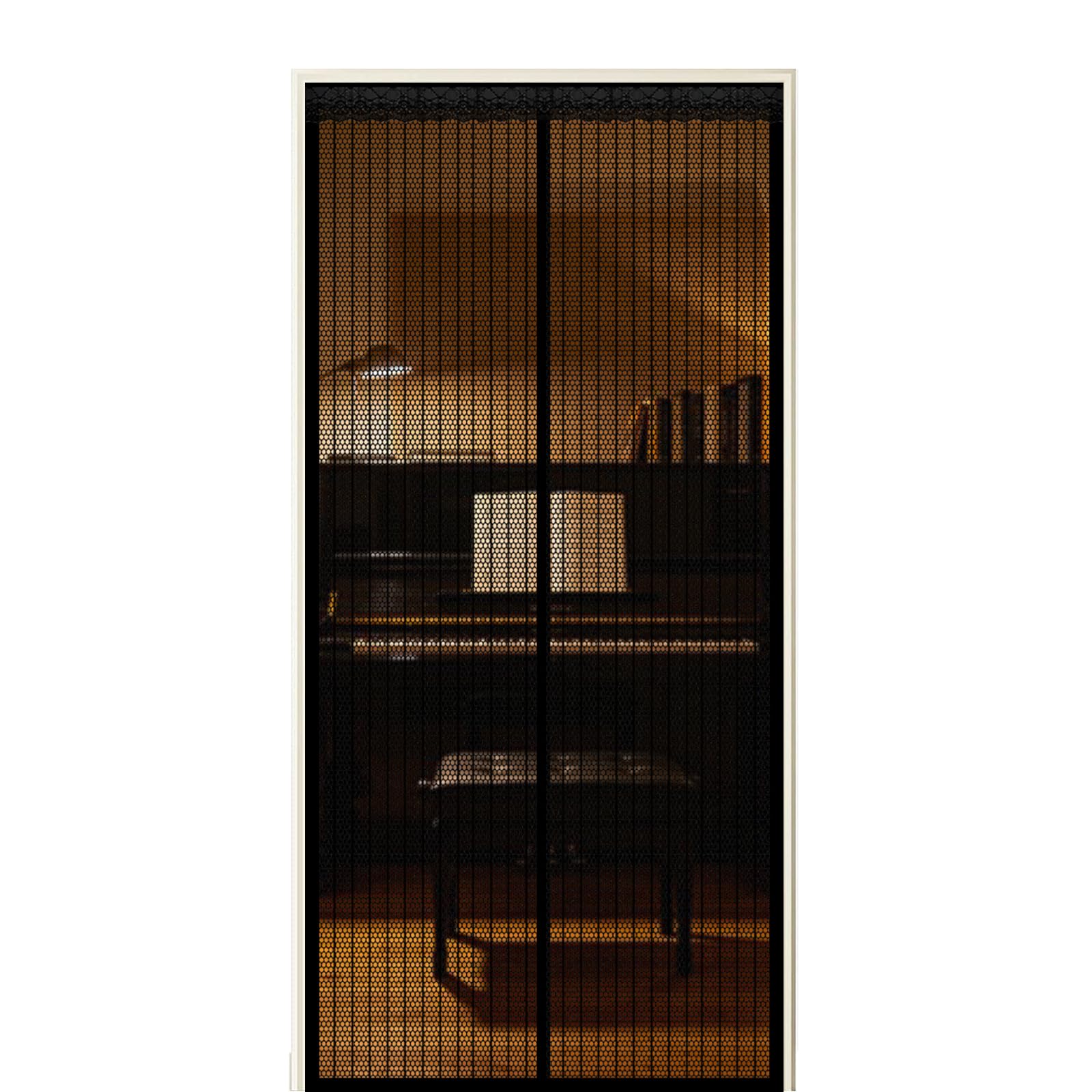 Xuehmin Black Fly Screen Door 285 X 255 Cm Self Sealing Powerful Magnets Heavy Duty Door Screen With Powerful Magnets & Full Frame Magic Tape Suitable For Patio Doors Balcony Bedroom,