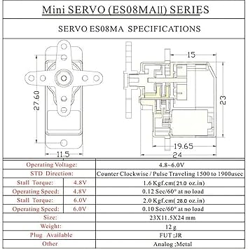 Tiny Hawk EMAX ES08MA II 2.0KG Metal Gear Servo Motor Set High Speed Servo Analog Gear for RC Helicopter Airplane Boat Car Robot Controls