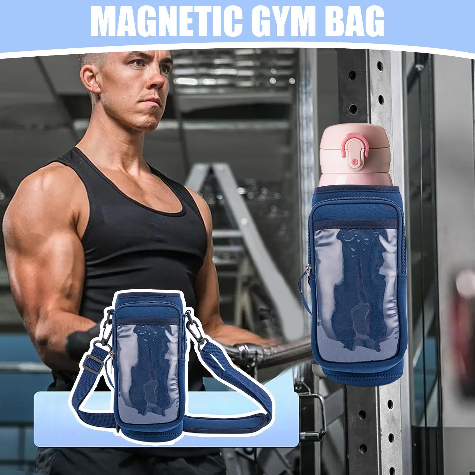 Bolsa magnética de Gimnasio para Mujer, Bolsa de Botella, Organizador de Bolsa de Gimnasio para Hombres y Mujeres con Correa para el Hombro para Viajes, Trabajo y Deportes, Marino, Refer to