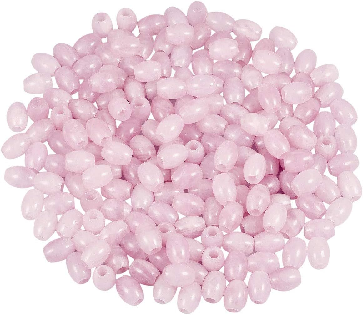 mookaitedecor 30pcs 16mm Natural Barrel Rose Quartz Large Hole Gemstone Beads for Jewellery Making Oval Loose Healing Crystal Stone Beads for Crafting European Bracelet Macrame DIY Projects