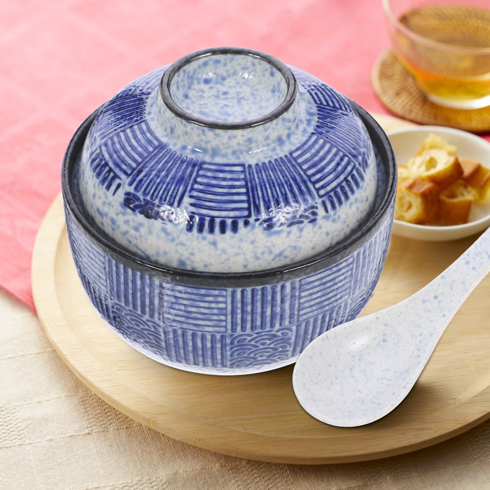 Ciotola Giapponese in Ceramica Per Zuppa Miso E Riso Con Coperchio - Design Creativo Per Casa E Ristoranti Perfetta Per Buffet E Cucina