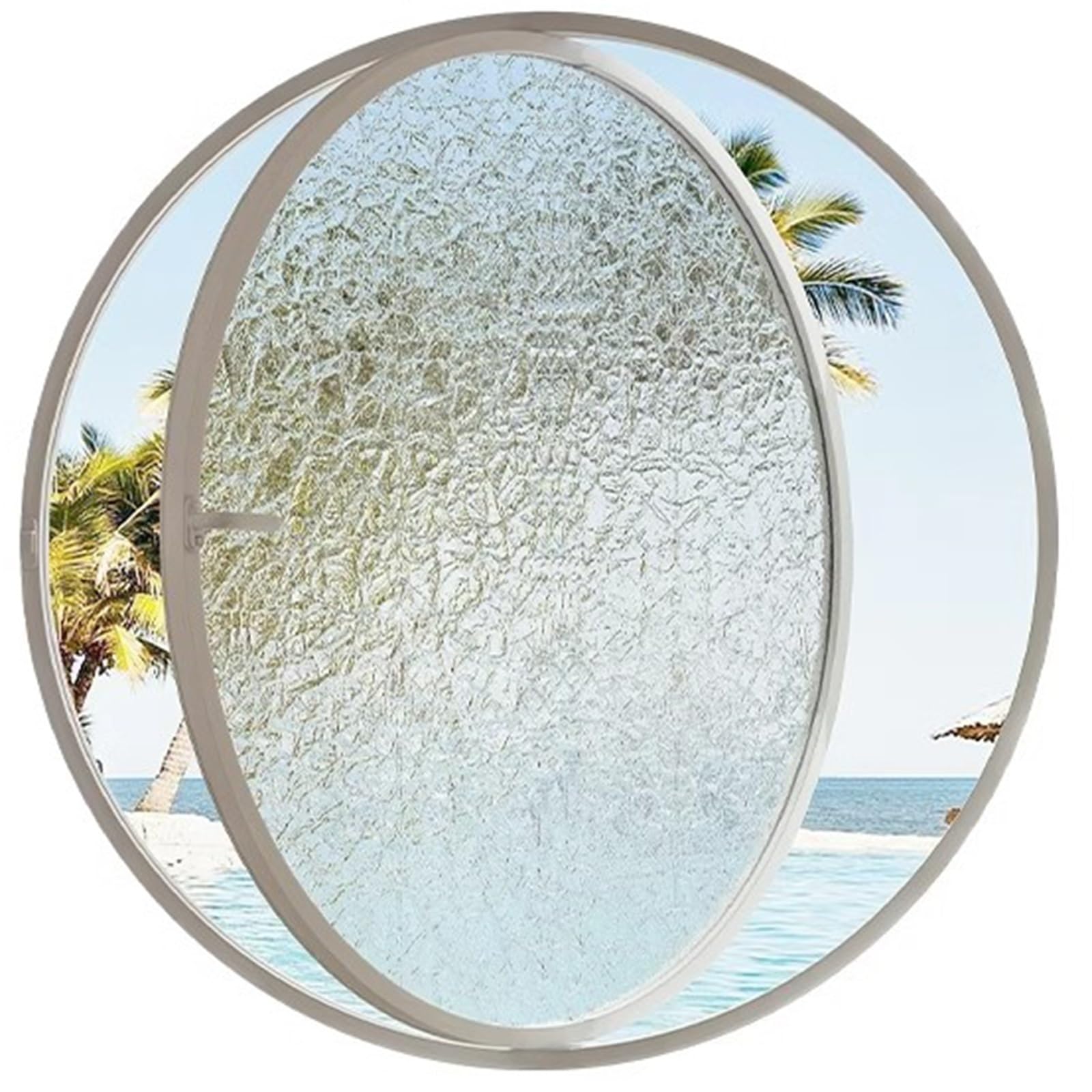 WIGING Redondo Vaso Ventana del Cobertizo, Aleación De Aluminio Incorporado Reemplazo Rotación De 360° Ventanas para Entrada Tipo Loft, Cocina Decoración del Hogar Ventana De Ojo De Buey(White-C)