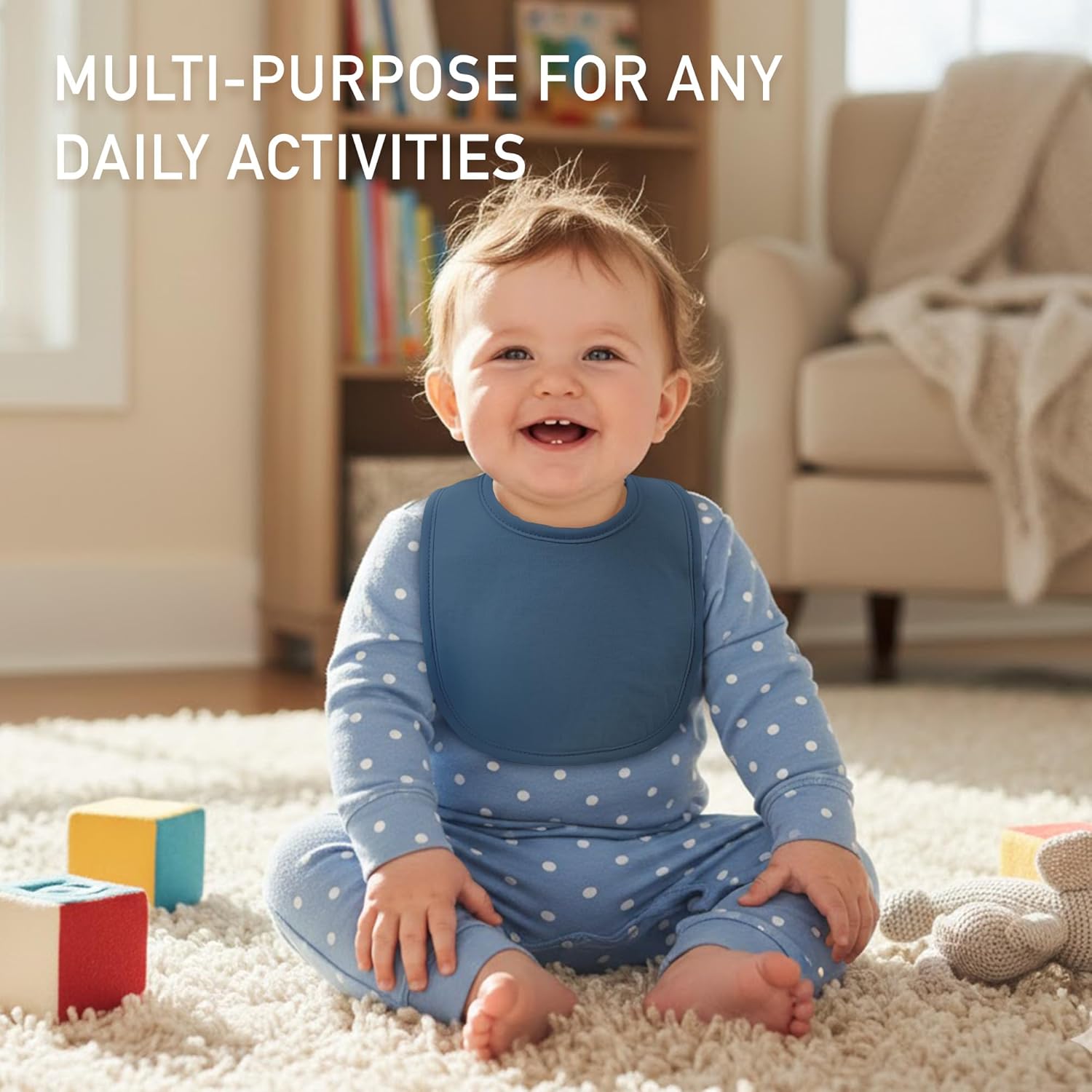 10 Pack Cotton Snap Bibs for Baby Boy Girl, Super Soft Drool Bibs for Teething and Feeding - Image 2